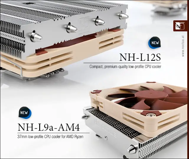 Noctua Announces New NH-L9a-AM4 and NH-L12S Low Profile CPU Coolers To Support Ryzen AM4 Socket 2