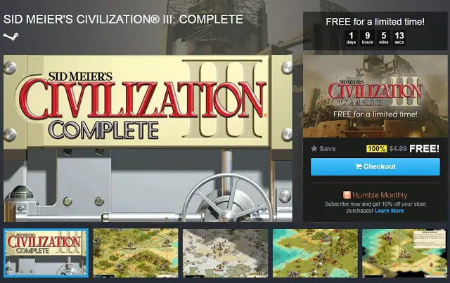More Free Games From Humble Store: Civilization III Complete Pack IS Free For a Limited Time Only 10