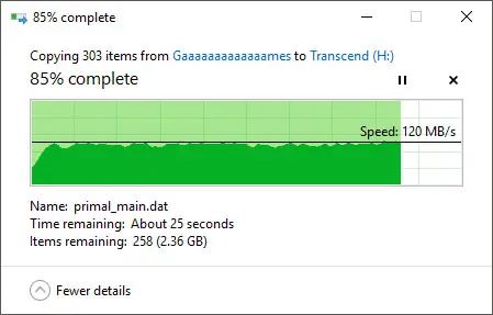 Transcend StoreJet 25M3S File Transfer In