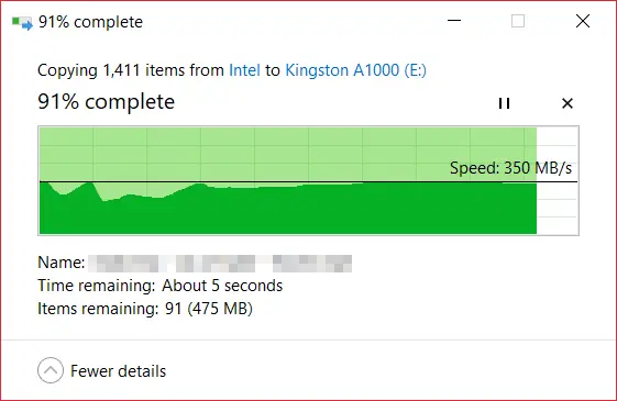 Kingston A1000 M.2 NVMe SSD copy in