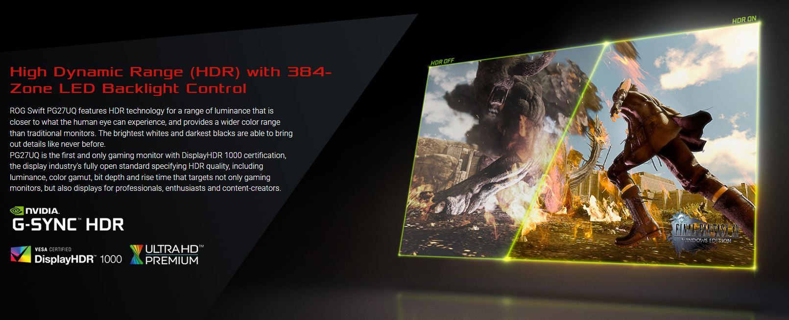 ASUS ROG Swift PG27UQ Monitor displayHDR 1000