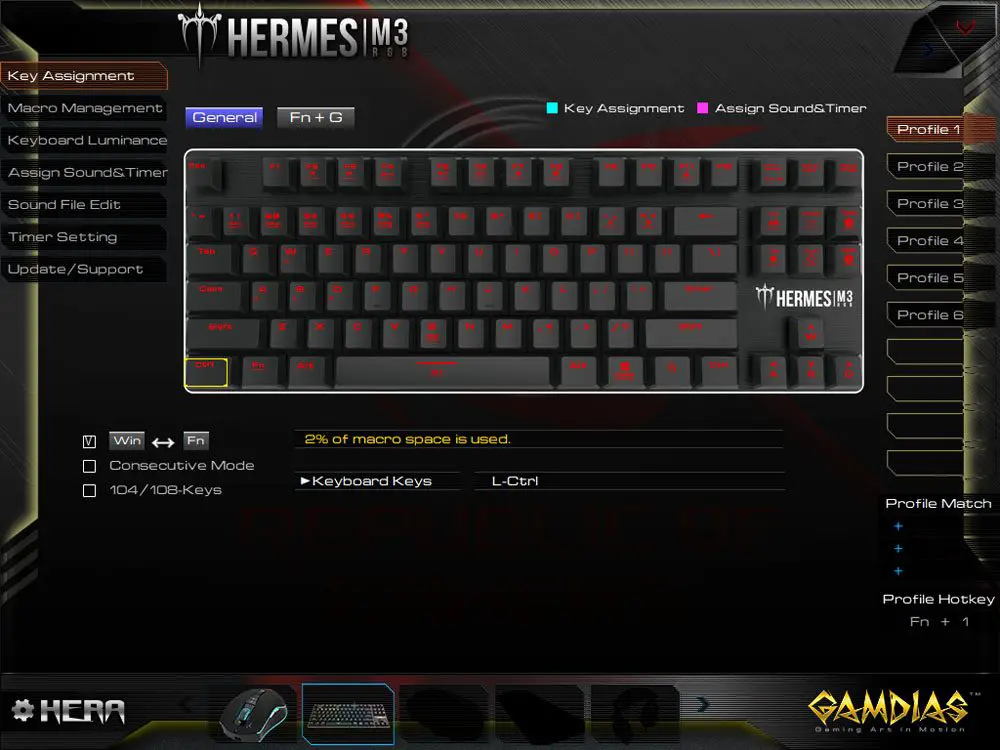 GAMDIAS Hermes M3 RGB keyboard HERA software