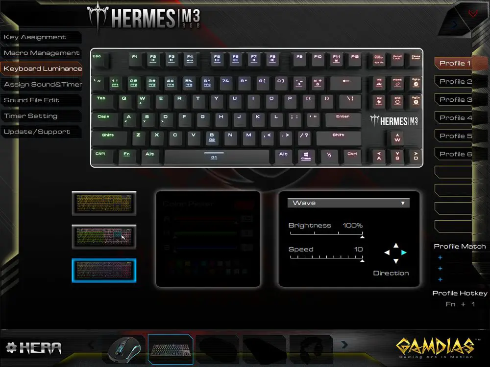 GAMDIAS Hermes M3 RGB keyboard HERA software