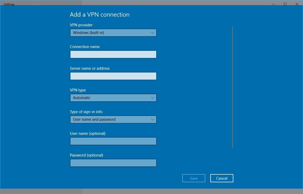 There is a Built-in VPN Client in Windows 10 4