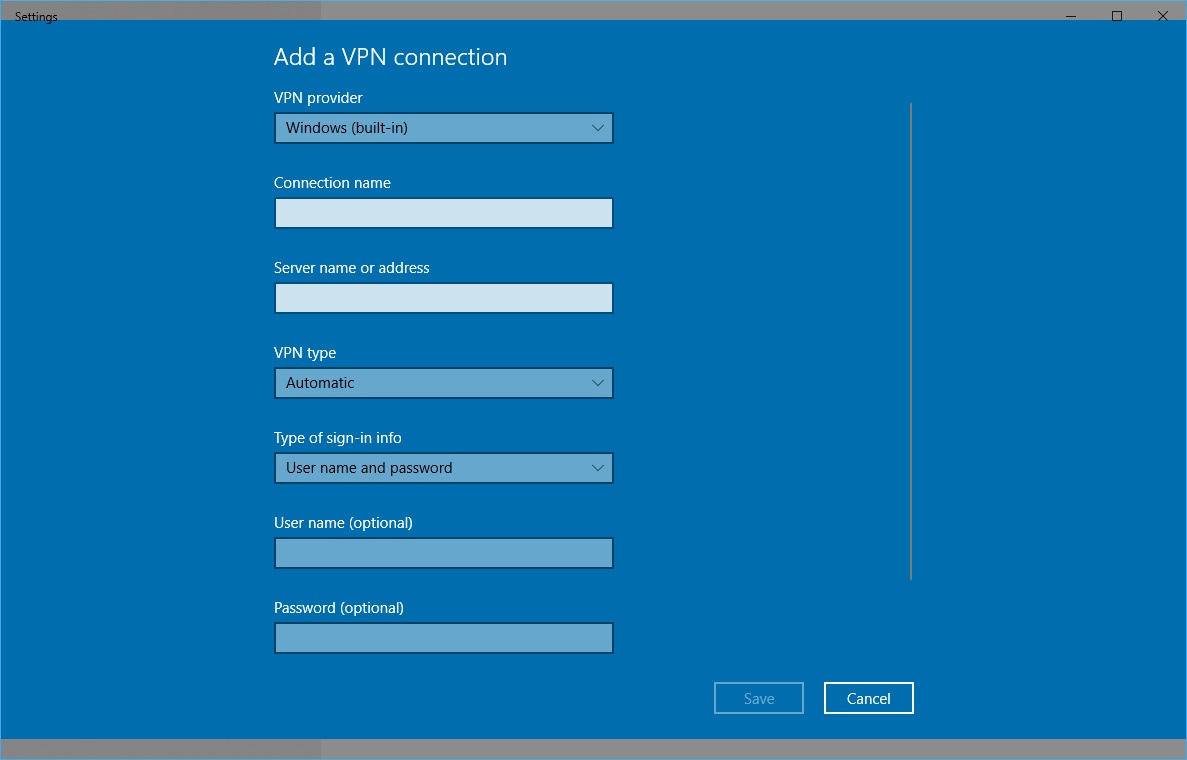 There is a Built-in VPN Client in Windows 10 3