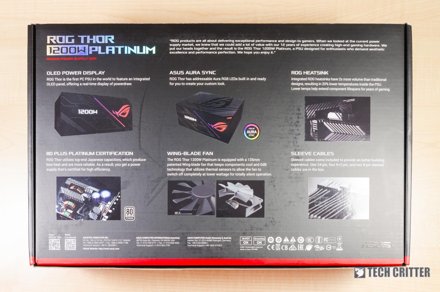 ROG THOR 1200W PLATINUM PSU - With Original Box, Cables, and Boxed