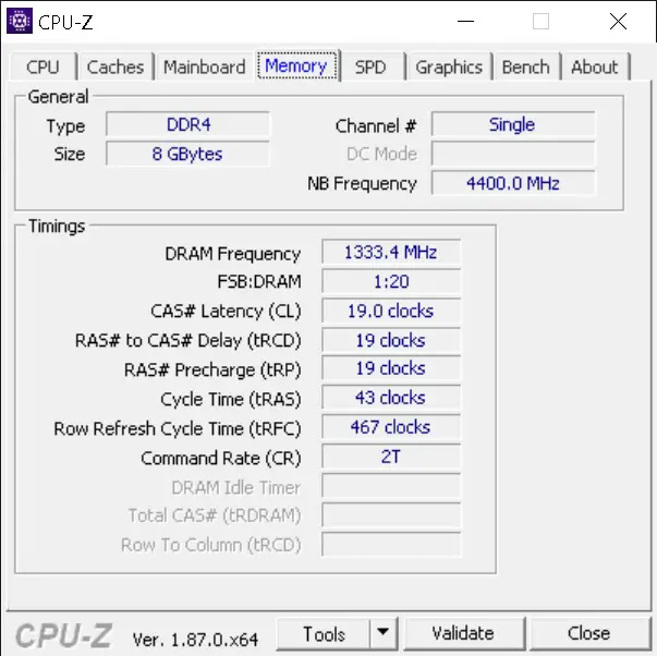 Transcend JetRam DDR4-2666 JM2666HLB-8G CPU-Z (1)