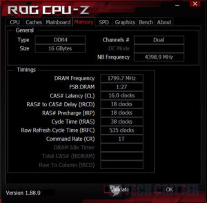 CPU-Z Teamgroup Nighthawk DDR4 RGB Manual 3600MHz