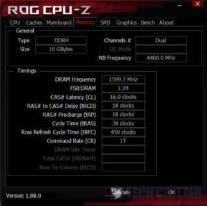 CPU-Z Teamgroup Nighthawk DDR4 RGB XMP 3200MHz