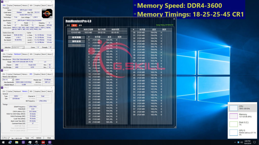 G.SKILL DDR4 32GB Module 128gb 3600mhz c18 on x570