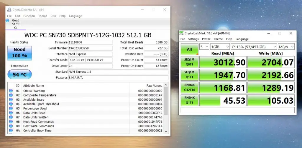 MSI Prestige 14 A10RB Crystal Disk
