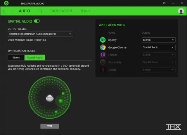 Control the use of spatial audio for each application individually