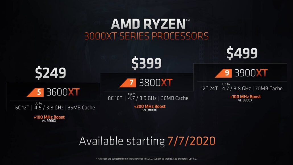 AMD Ryzen 5 3600XT Ryzen 7 3800XT Ryzen 9 3900XT Featured