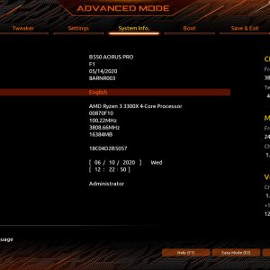 Gigabyte B550 AORUS PRO BIOS 4