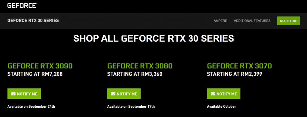 GeForce RTX 30 Series Malaysia Price