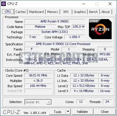 Ryzen 9 3900X CPUZ 1