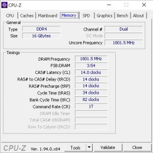 AMD Ryzen 9 5950X DDR4 3600 CPU Z