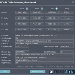 Intel i9 11900K DDR4 5000 CL19 AIDA64