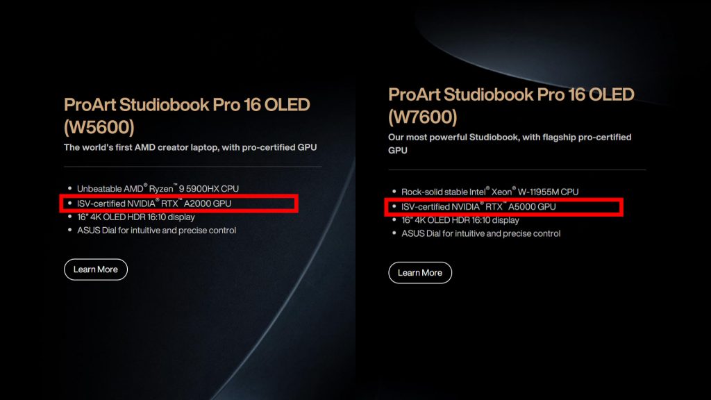 ASUS ProArt Studiobook 16 OLED H5600 AMD Ryzen 5000 series