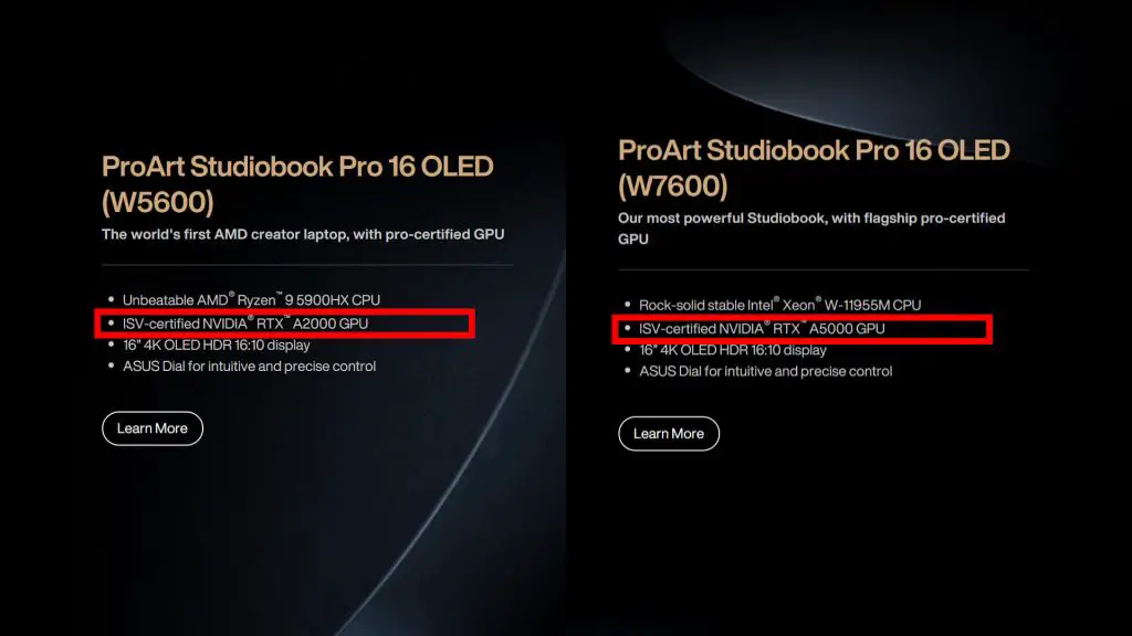 ASUS ProArt Studiobook 16 OLED H5600 AMD Ryzen 5000 series