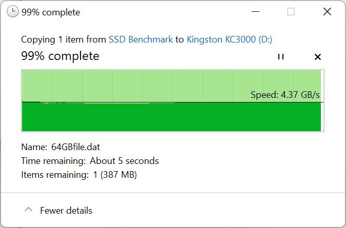 Kingston KC3000 Write from SSD