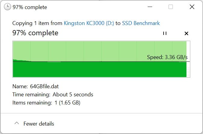 Kingston KC3000 Write to SSD