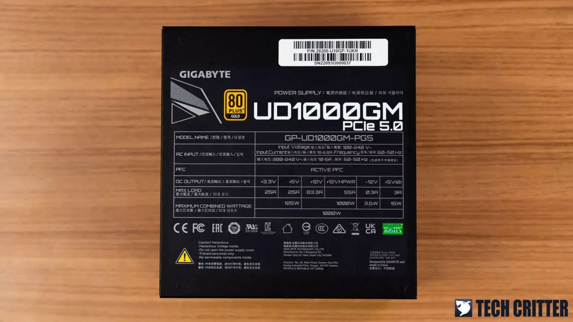 Gigabyte UD1000GM Power Supply 14