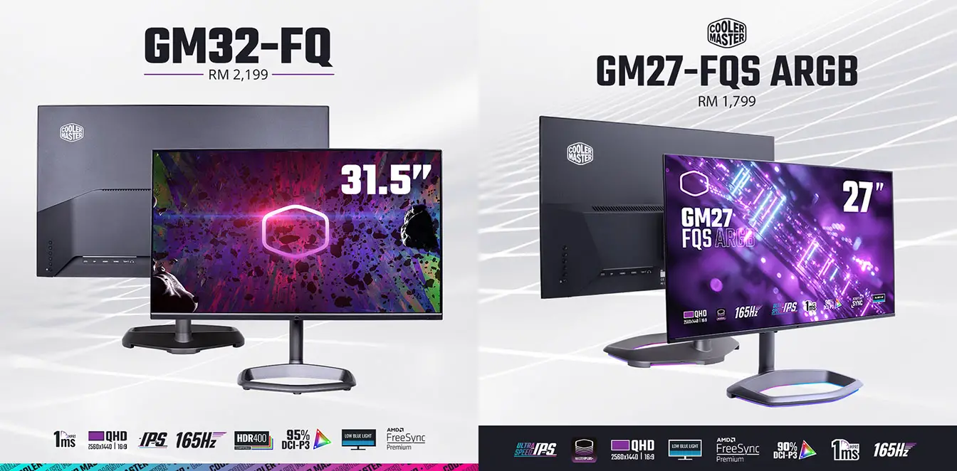 Cooler Master GM32FQ and GM27FQS ARGB Gaming Monitors are currently