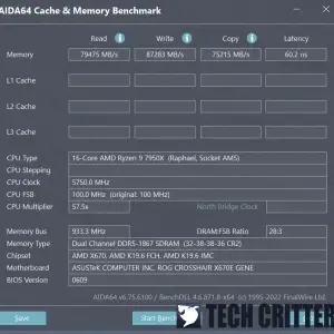 X670E GENE DDR5 6200 CL32 Test AIDA64