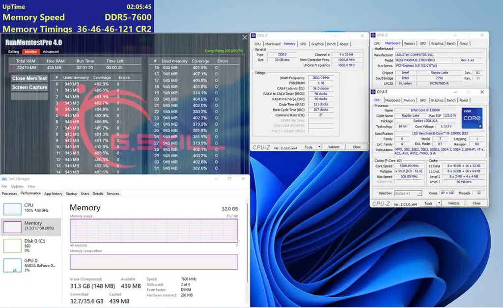 G.SKILL DDR5 7600 C36 16GBx2 ASUS ROG Maximus Z790 Hero