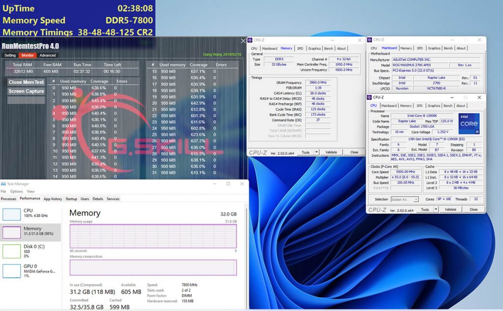 G.SKILL DDR5 7800 C38 16GBx2 ASUS ROG Maximus Z790 Apex