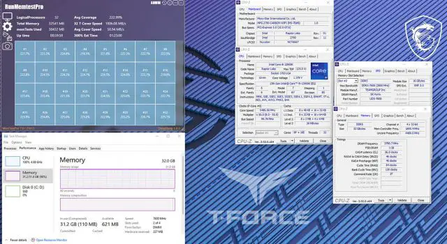 TEAMGROUP T FORCE DELTA RGB DDR5 7600MHz MSI memory validation result copy
