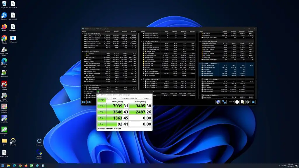 Sabrent Rocket 4 Plus 2TB CrystalDiskMark Test No Thermal Pad Temperature