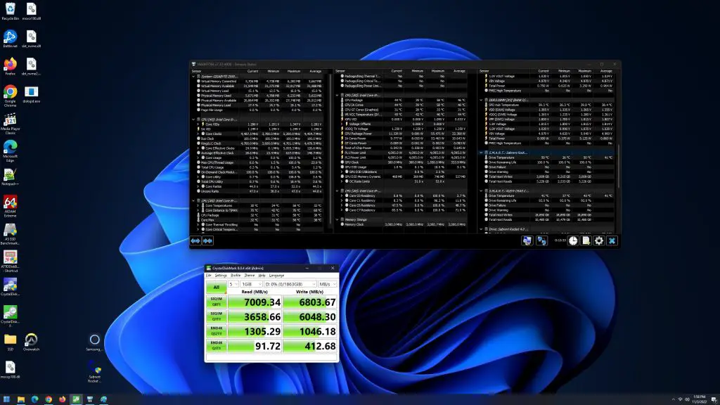 Sabrent Rocket 4 Plus 2TB CrystalDiskMark Test With Thermal Pad Temperature