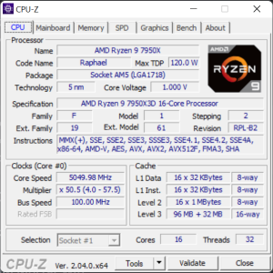 AMD Ryzen 9 7950X3D CPU Z