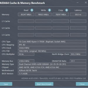 KLEVV CRAS XR5 RGB DDR5 6200 CL32 AIDA64