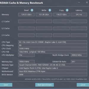 Kingston Fury Renegade DDR5 RGB AIDA64 DDR5 7800