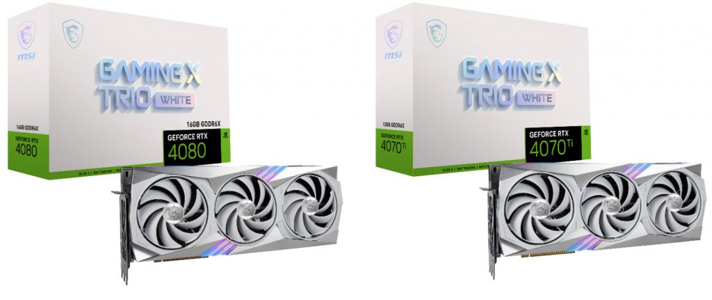 MSI GeForce RTX 4080 4070 Ti GAMING TRIO White GPUs 1