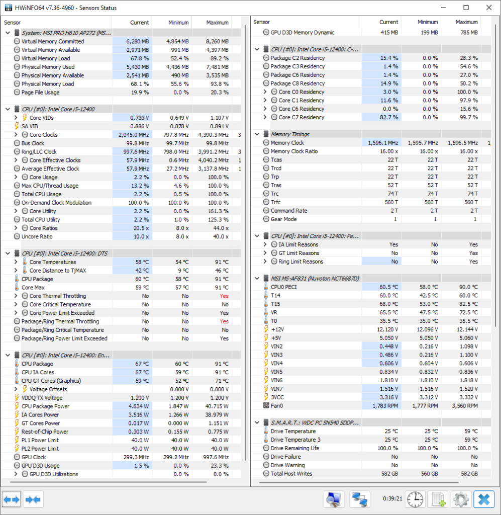 MSI Pro AP272 12M Power Temps