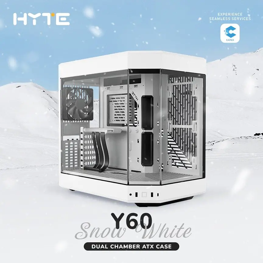 Hyte Y60 Dual Chamber ATX Case Snow White