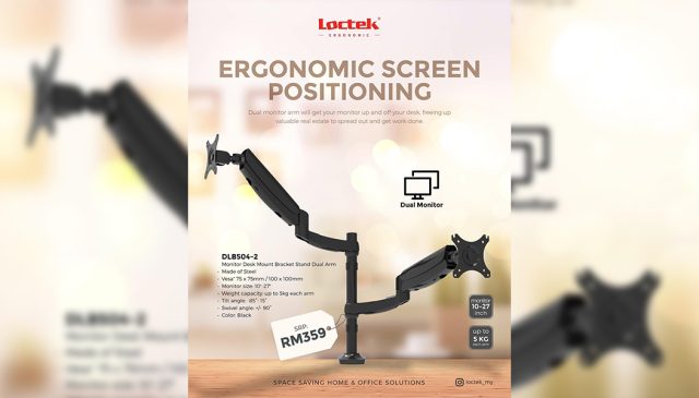 Loctek DLB504 2 dual monitor arm featured