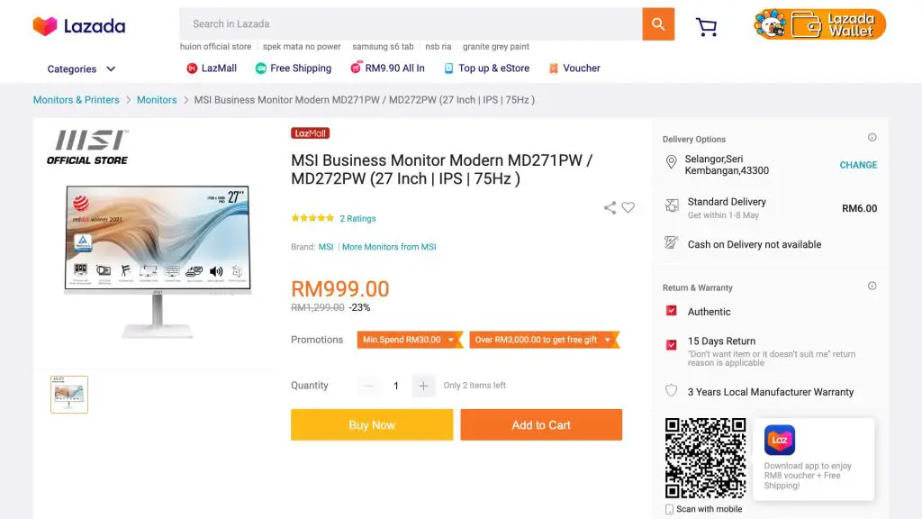 MSI MD272PW KVM monitor 2