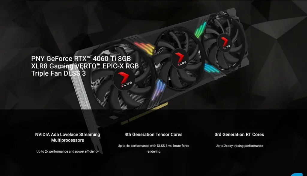 PNY GeForce RTX 4060 Ti 8GB XLR8 Gaming VERTO EPIC X RGB Triple Fan