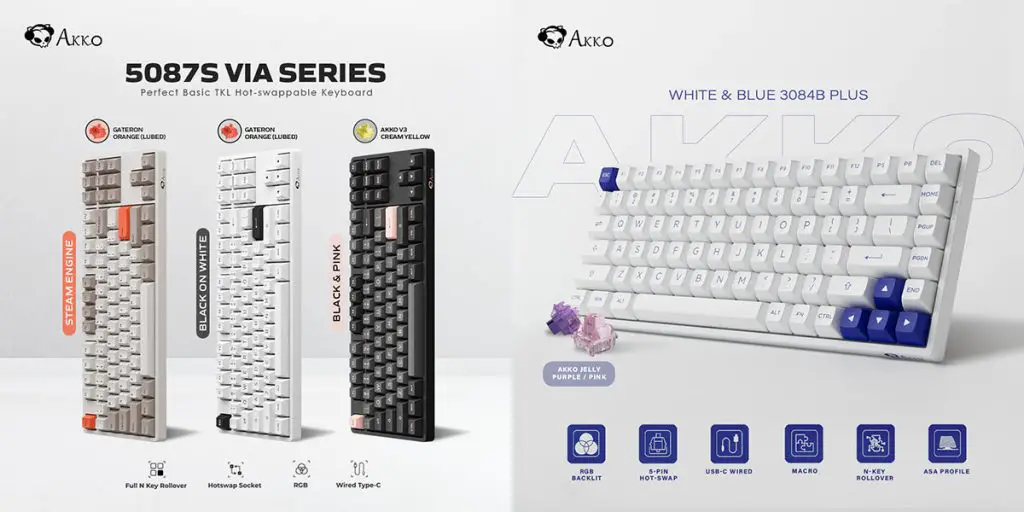 Akko 5087S VIA series and White & Blue 3084B Plus