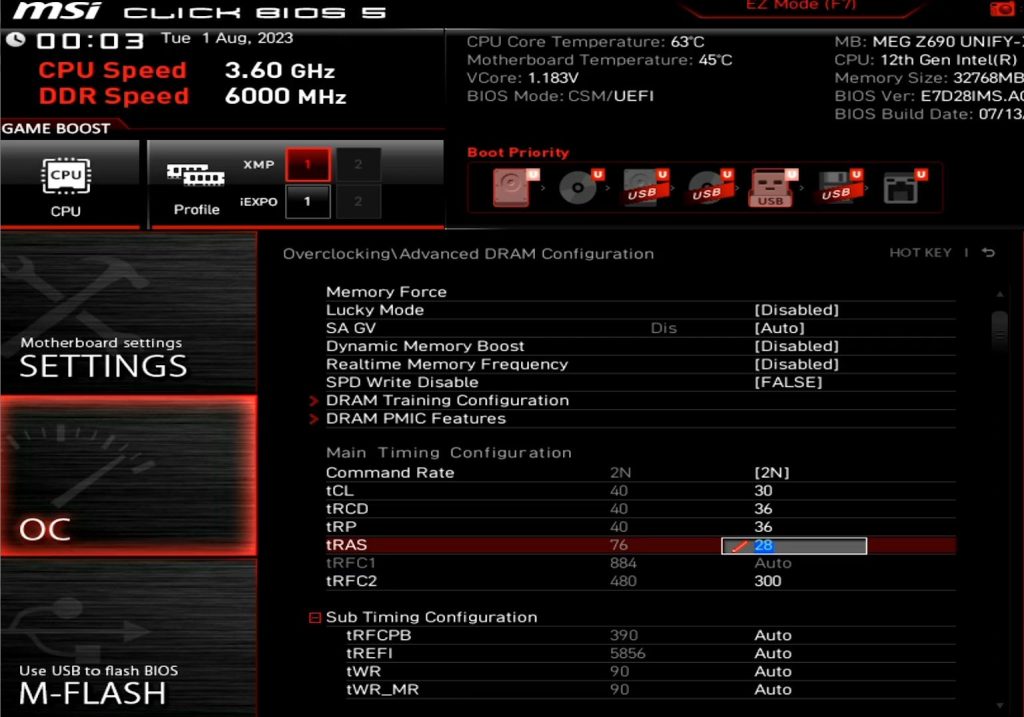 XPG Lancer DDR5 BIOS 03