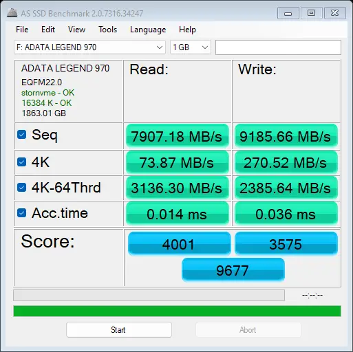 ADATA Legend 970 AS SSD Benchmark ADATA Legend 970 AS SSD Benchmark