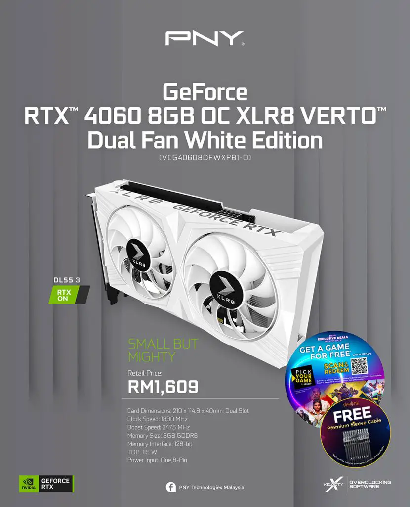 PNY GeForce RTX 4060 XLR8 VERTO White Edition 1