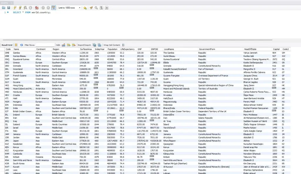 Preview of Database