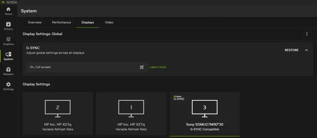 NVIDIA App G SYNC Control