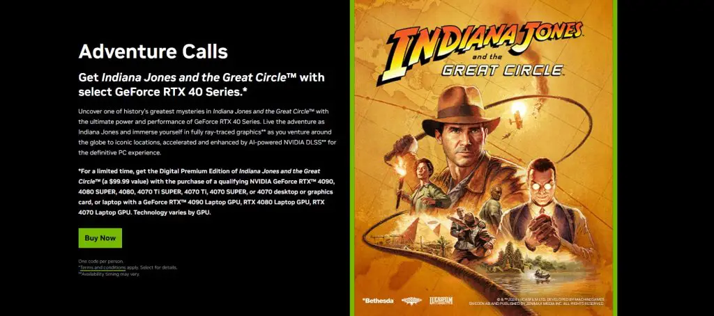 NVIDIA Indiana Jones and the Great Circle RTX 40 Series Bundle